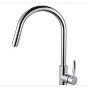 Round Chrome Pull Out Kitchen Sink Mixer Tap